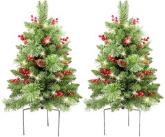 Lot de 2 sapins de Noël LED extérieurs 76 cm - Jusqu'à -64%