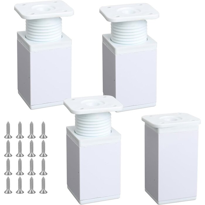 Lot de 4 pieds de meuble réglables 6 cm blanc - Jusqu'à -57,2% de réduction