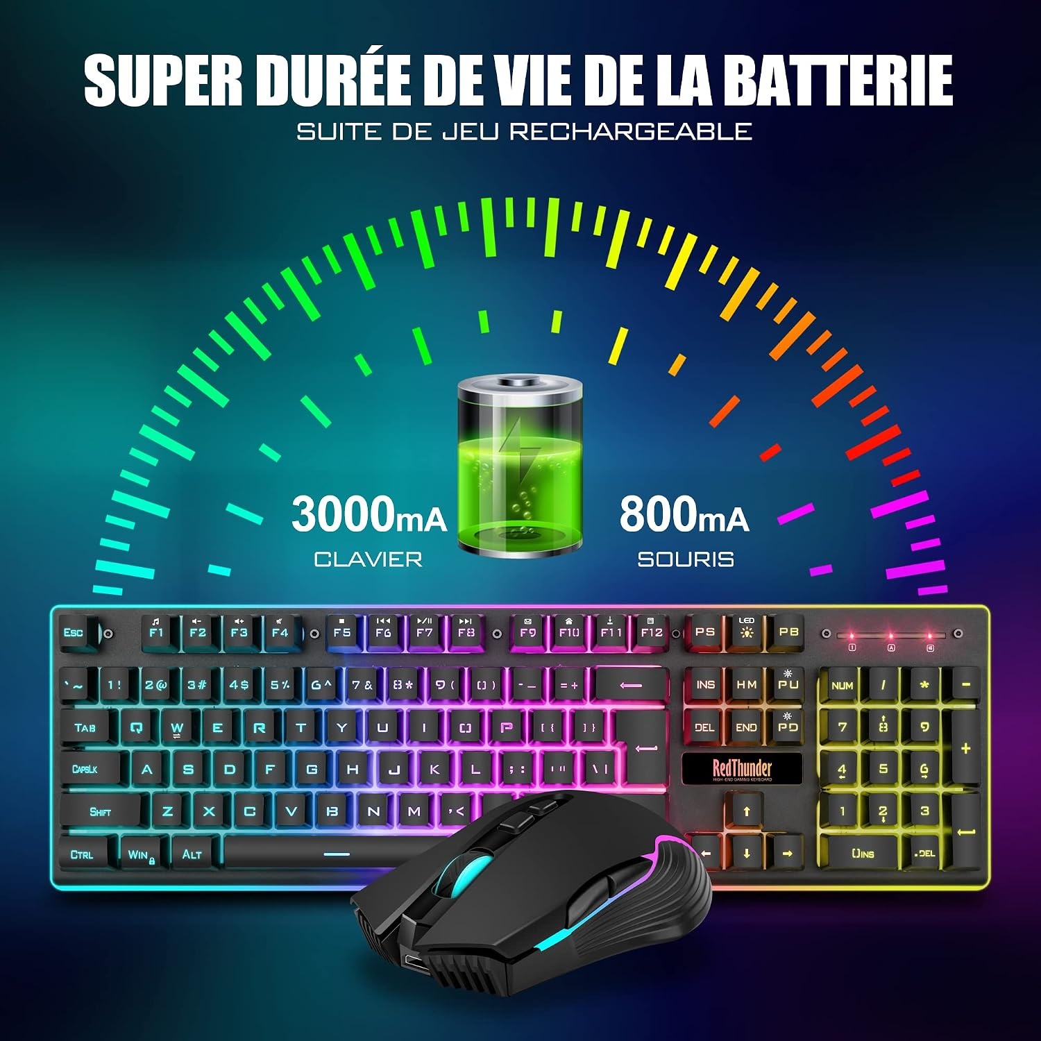 Redthunder Pack Clavier et Souris Gaming Sans Fil AZERTY - Jusqu'à 63% de réduction