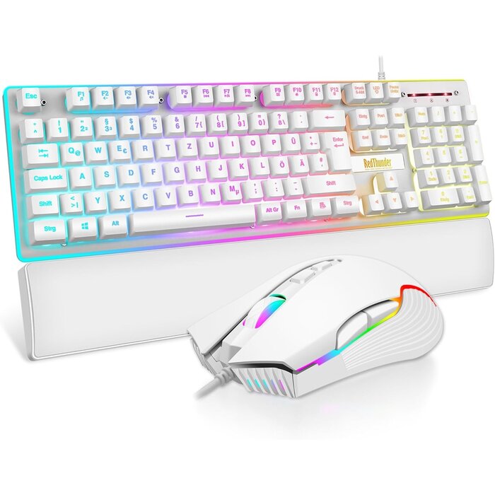 Pack Clavier et Souris Gaming RGB Blanc (QWERTZ) - Jusqu'à 62% de remise