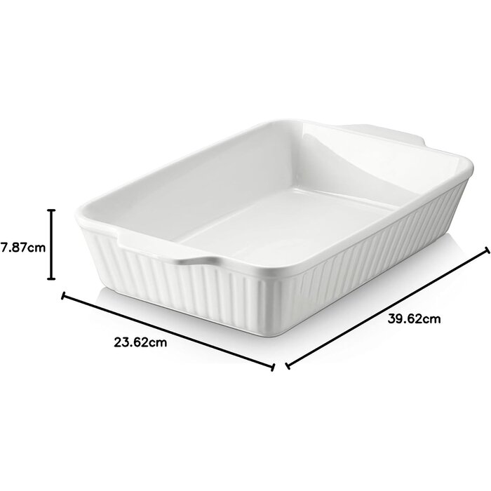 Plat à four en céramique 22x33 cm - Blanc - Jusqu'à -58%