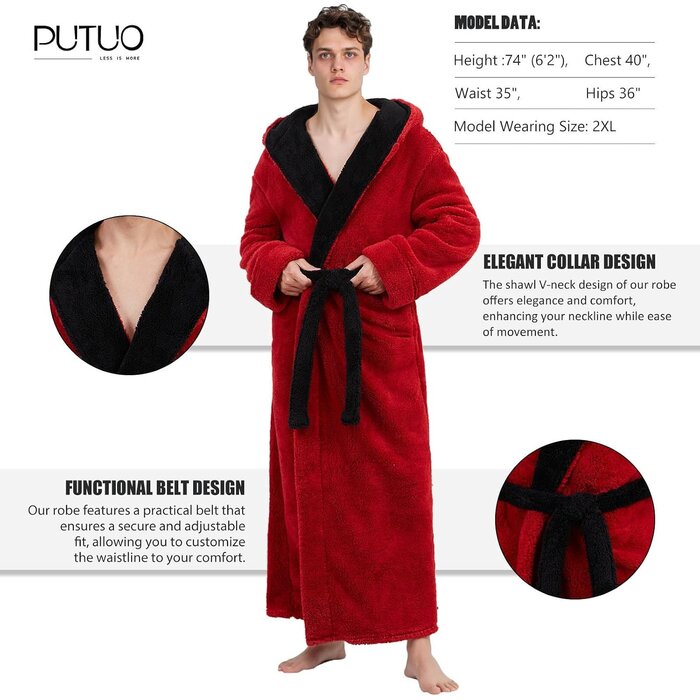 Peignoir homme en polaire extra long avec capuche - Jusqu'à 65% de remise