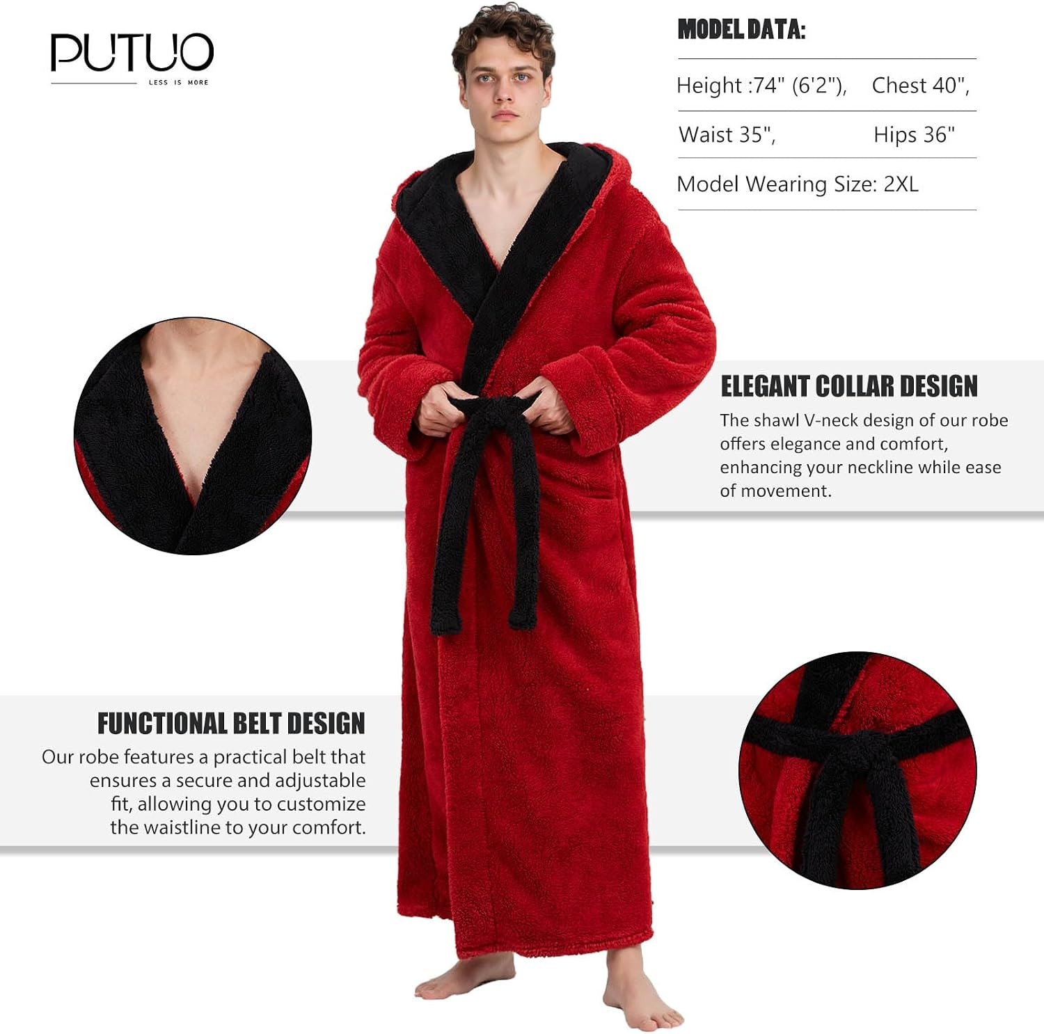 Peignoir homme en polaire extra long avec capuche - Jusqu'à 65% de remise