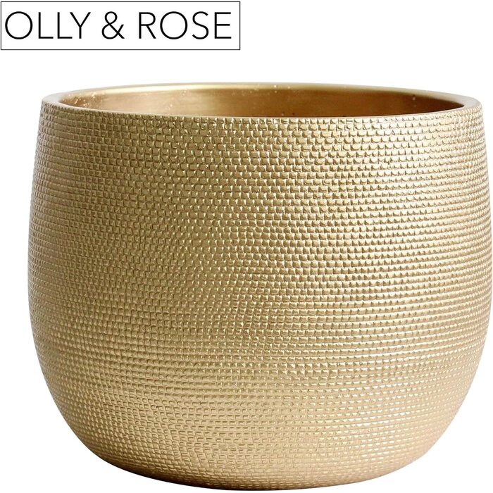 Cache-pot en céramique dorée 25 cm - Design Barcelona - Jusqu'à -62%