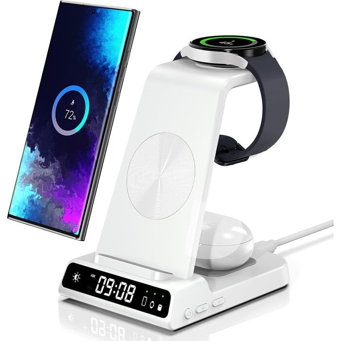 Station de charge 3-en-1 sans fil avec horloge - Jusqu'à 62% de réduction