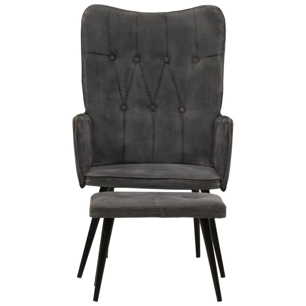 Fauteuil vintage avec repose-pieds - Toile noire - Jusqu'à 57% de réduction