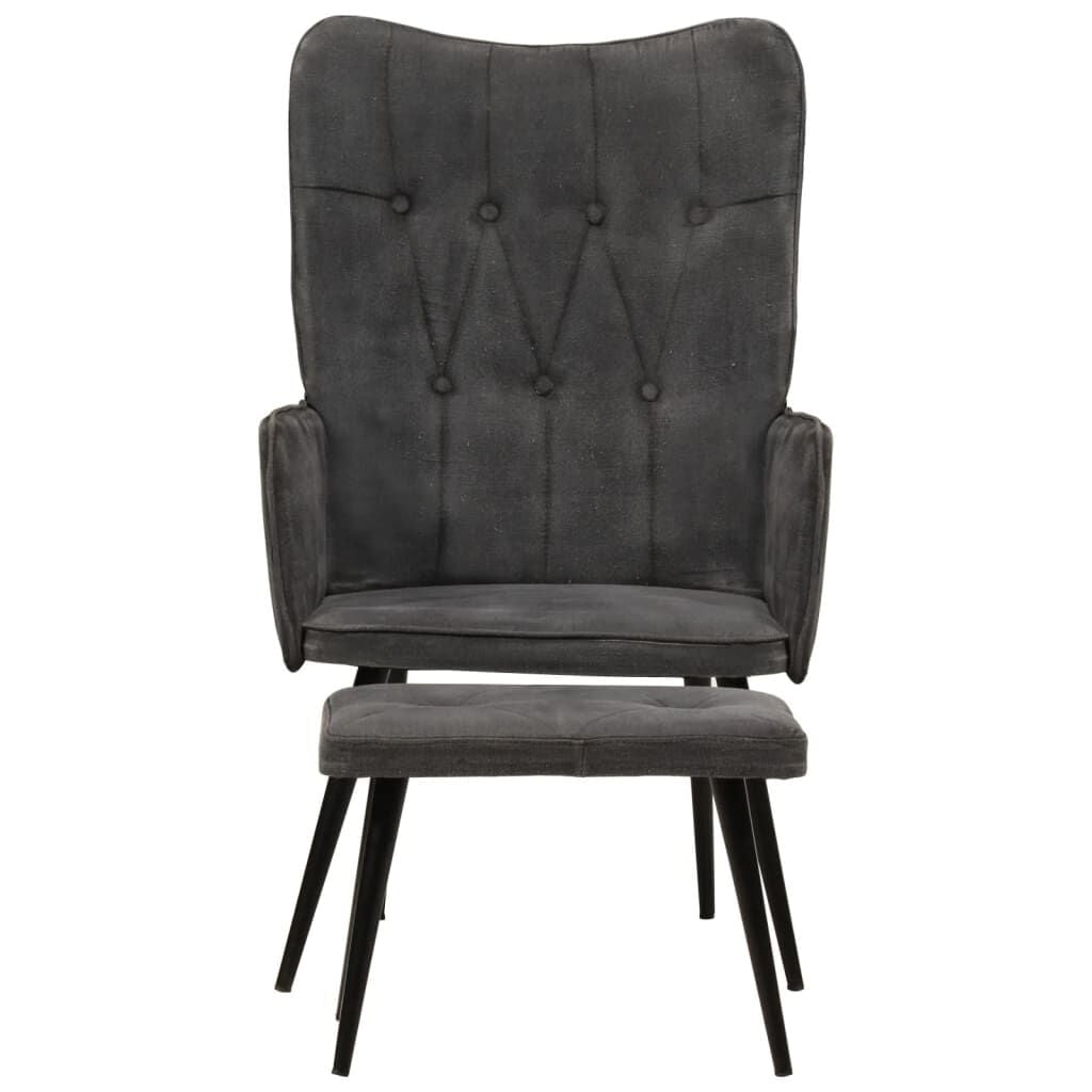 Fauteuil vintage avec repose-pieds - Toile noire - Jusqu'à -57%