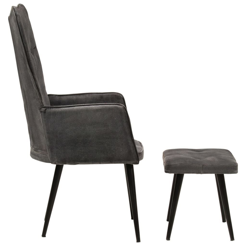Fauteuil vintage avec repose-pieds - Toile noire - Jusqu'à -57%