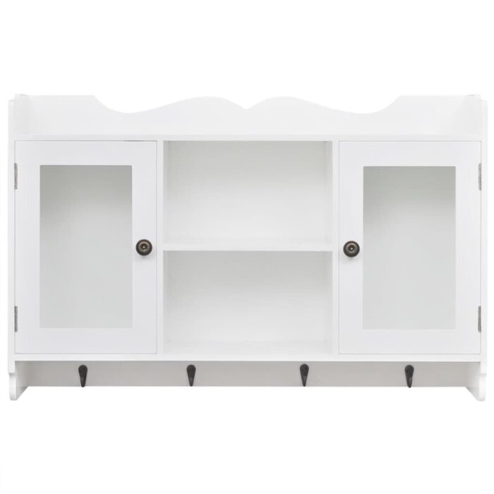 Étagère murale avec vitrines et patères - Blanc - Jusqu'à -59%