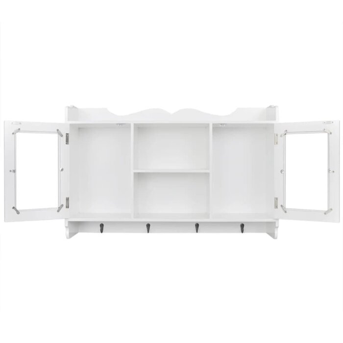 Étagère murale avec vitrines et patères - Blanc - Jusqu'à -59%