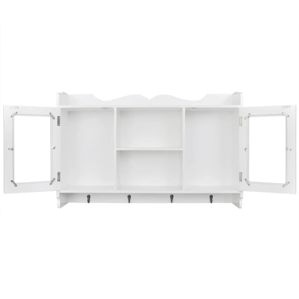 Étagère murale avec vitrines et patères - Blanc - Jusqu'à -59%