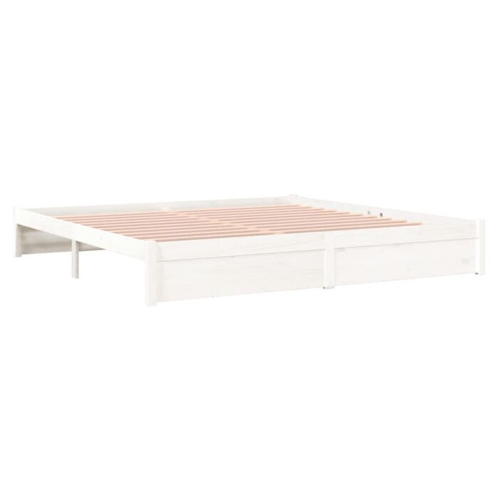 Cadre de lit bois massif blanc 200x200 cm - Jusqu'à -65% sur l'outlet