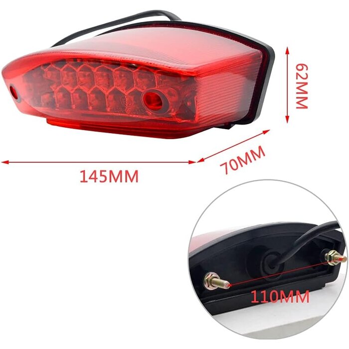 Feu arrière LED universel 12V pour moto et quad - Jusqu'à -54%