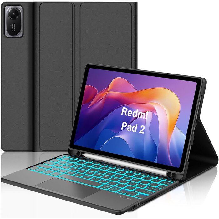 Étui clavier QWERTY espagnol pour Redmi Pad 2 - Noir - Jusqu'à 55% de réduction
