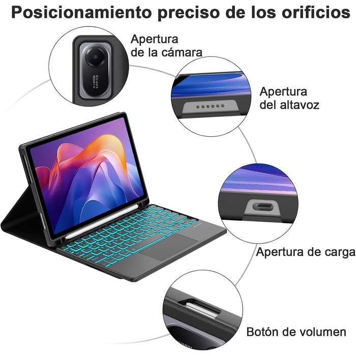 Étui clavier QWERTY espagnol pour Redmi Pad 2 - Noir - Jusqu'à 55% de réduction