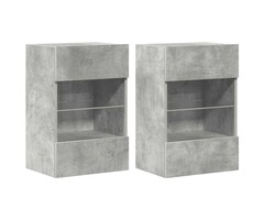 Lot de 2 meubles TV muraux LED - Gris béton - Jusqu'à -57% de remise
