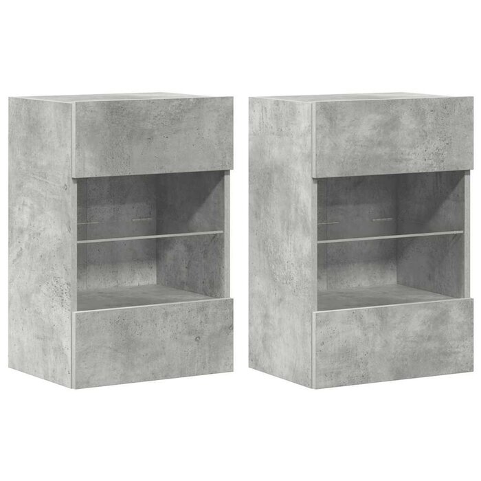 Lot de 2 meubles TV muraux LED - Gris béton - Jusqu'à -57% de remise
