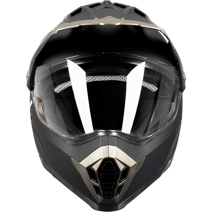 Casque moto cross noir mat, double visière - Jusqu'à 60% de réduction