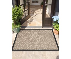 Paillasson kaki motif feuilles 80x120cm - Jusqu'à -56% sur votre décoration