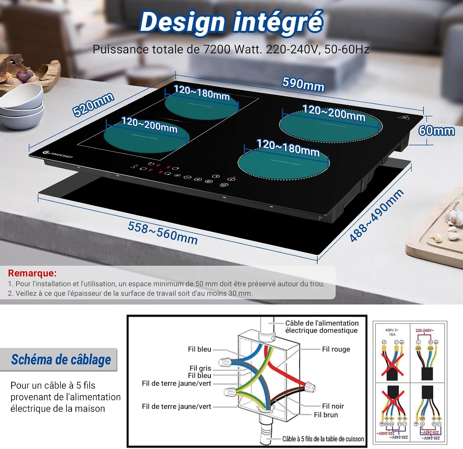 Table de cuisson induction 60 cm 4 zones - Jusqu'à -57% sur votre modèle