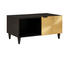 Vidaxl Table basse bois manguier noir et or - 80 cm - Jusqu'à -55%