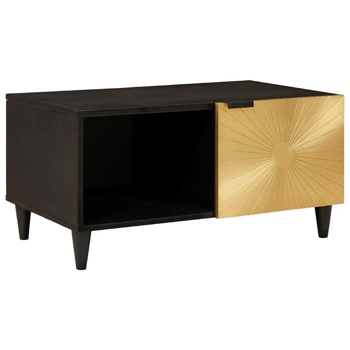 Table basse bois manguier noir et or - 80 cm - Jusqu'à -55%