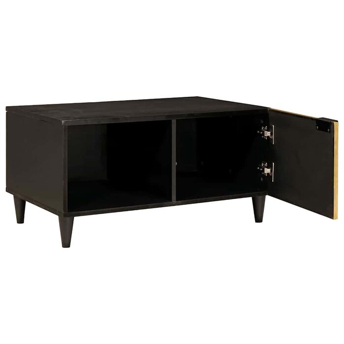 Table basse bois manguier noir et or - 80 cm - Jusqu'à -55%