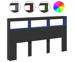Vidaxl Tête de lit LED avec rangement 180cm - Noir - Jusqu'à -56%