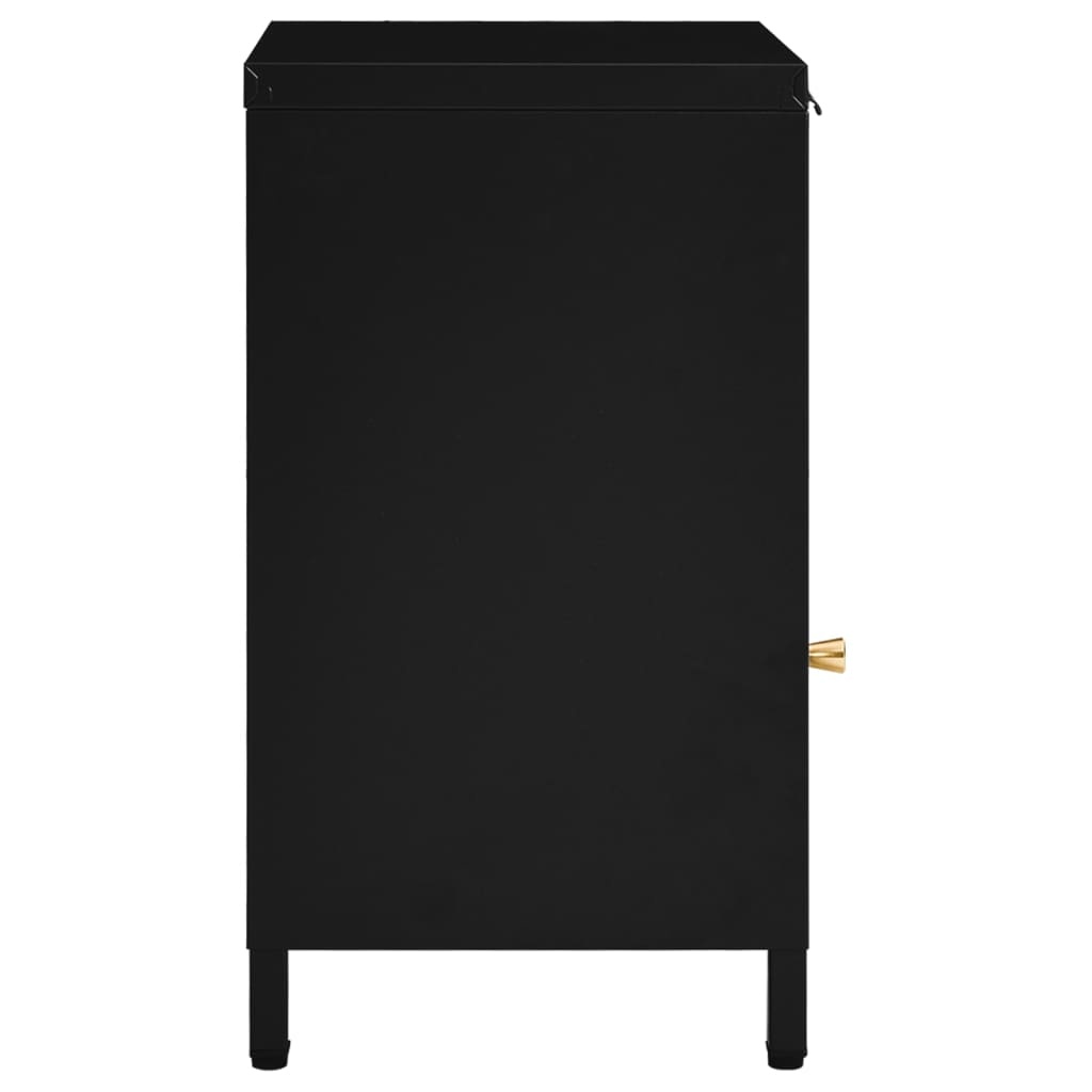 Vidaxl Table de chevet moderne en acier et verre - Noir - Jusqu'à -75%