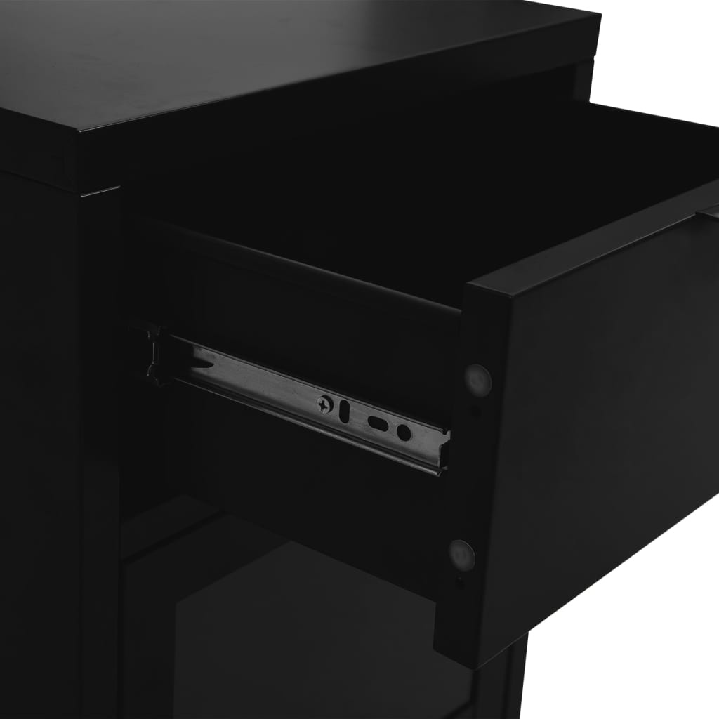 Vidaxl Table de chevet moderne en acier et verre - Noir - Jusqu'à -75%