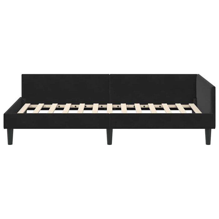 Lit d'angle 90x190cm velours noir - Jusqu'à 56% de remise