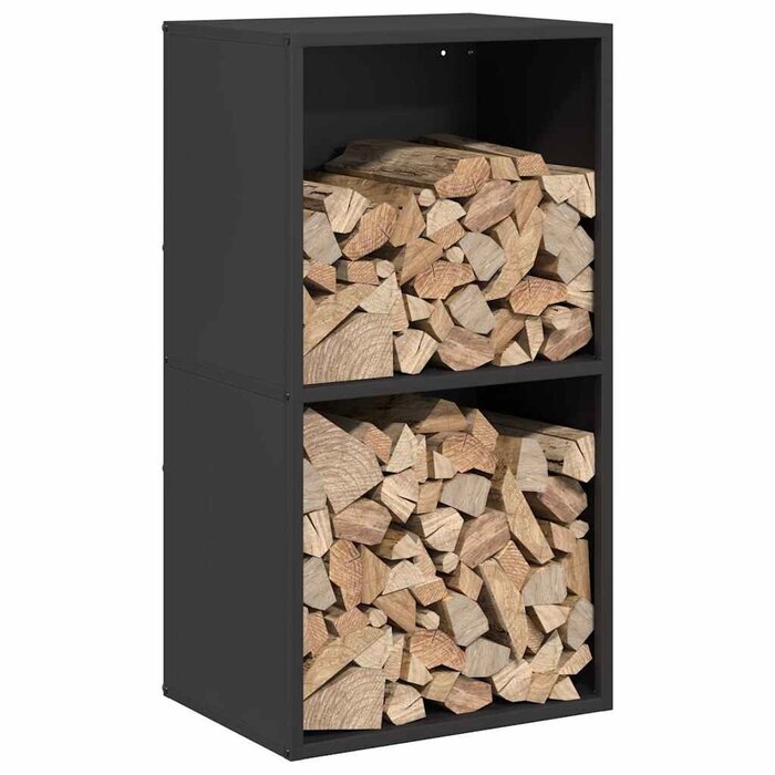 Range-bûches en acier noir 40x30x75 cm - Jusqu'à 55% de réduction