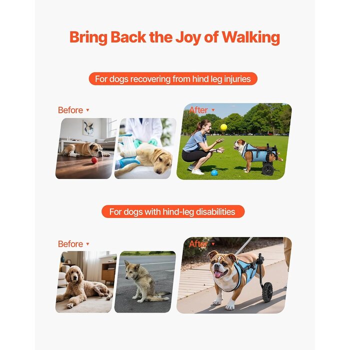 Fauteuil roulant pour chien handicapé - Ajustable - Jusqu'à -60%