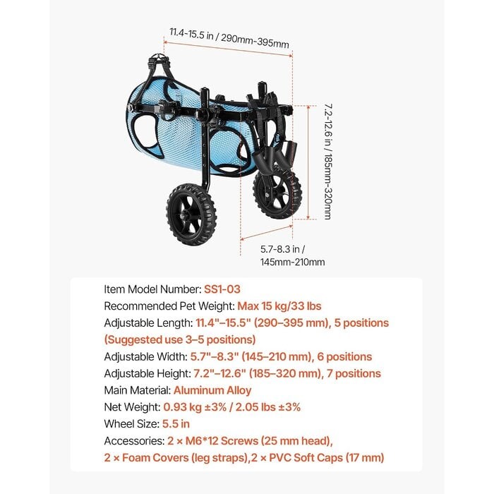 Fauteuil roulant pour chien handicapé - Ajustable - Jusqu'à -60%