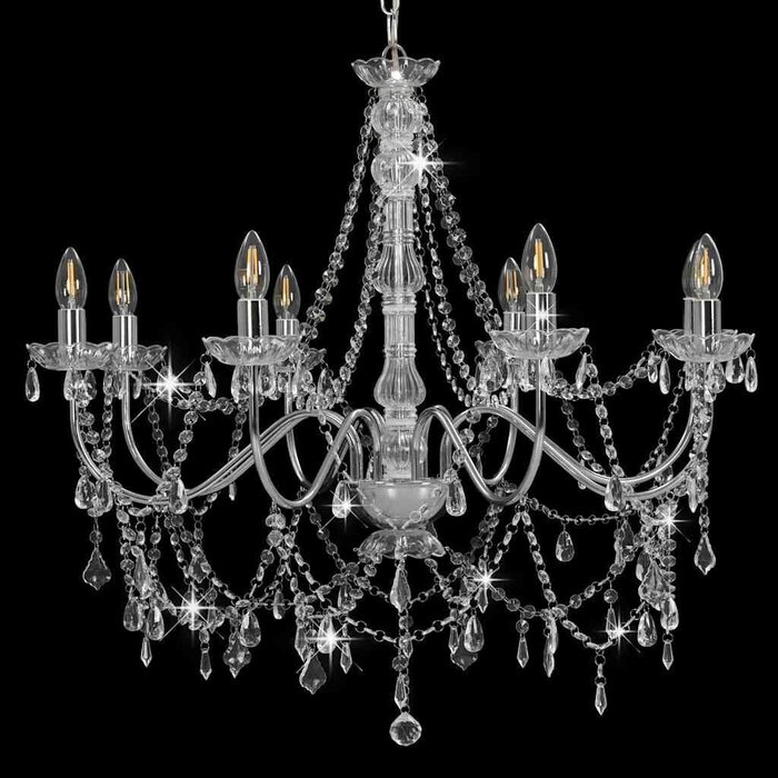 Lustre argenté perles 8xE14 - 80x75 cm - Jusqu'à -48%
