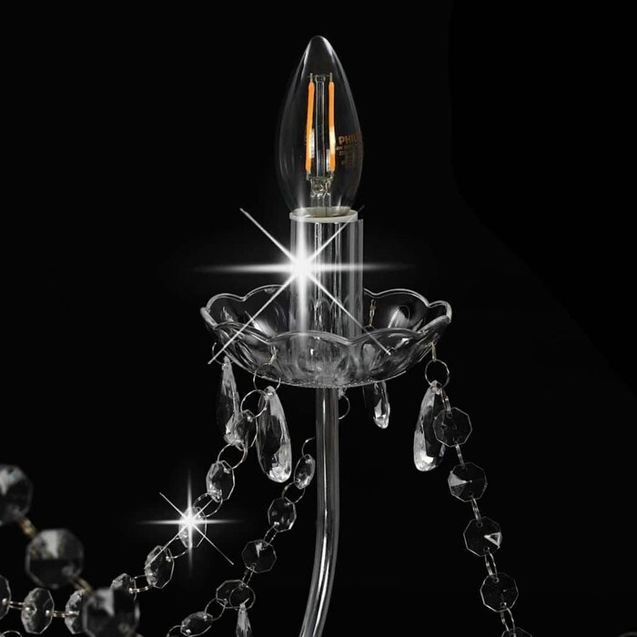 Lustre argenté perles 8xE14 - 80x75 cm - Jusqu'à -48%