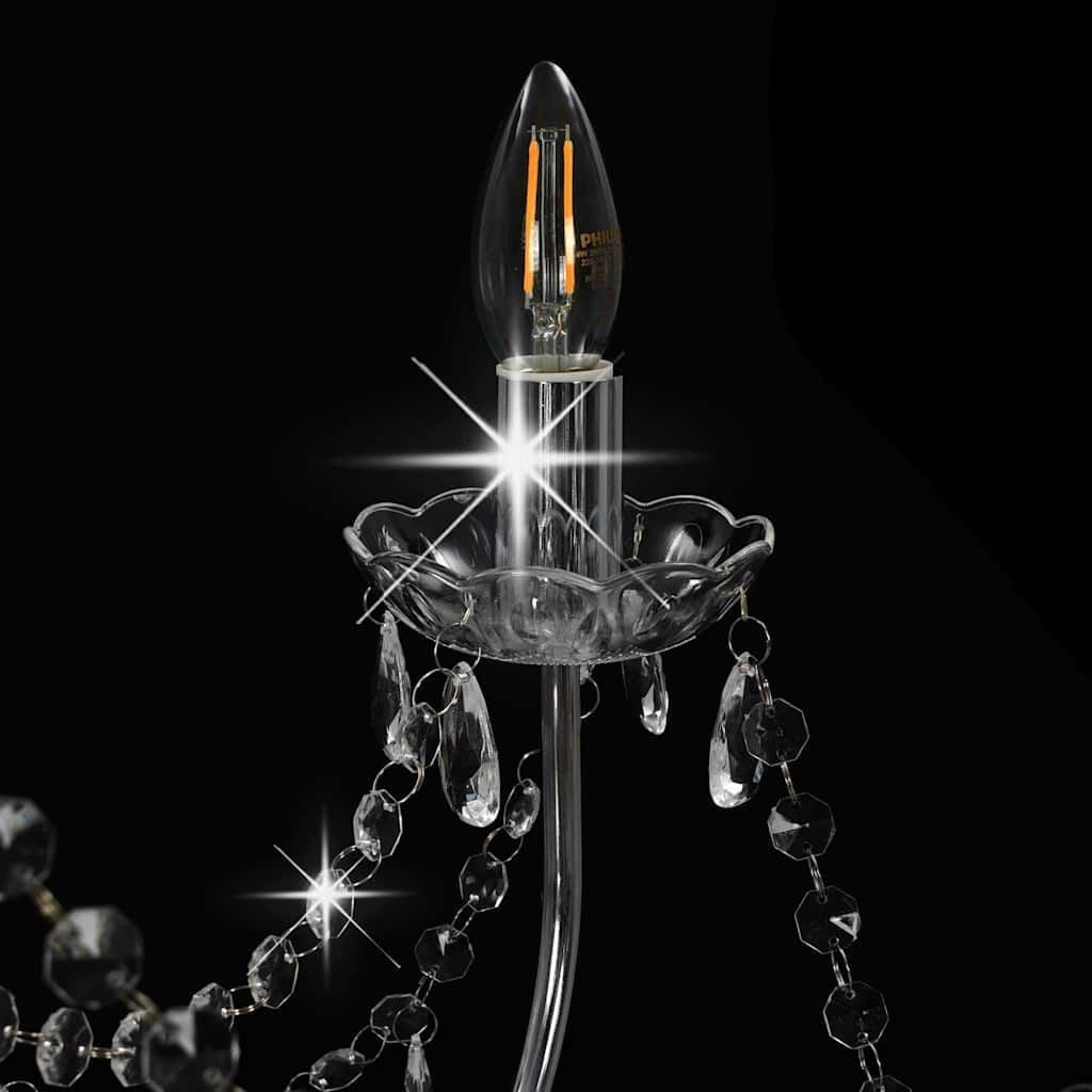 Lustre argenté perles 8xE14 - 80x75 cm - Jusqu'à -48%