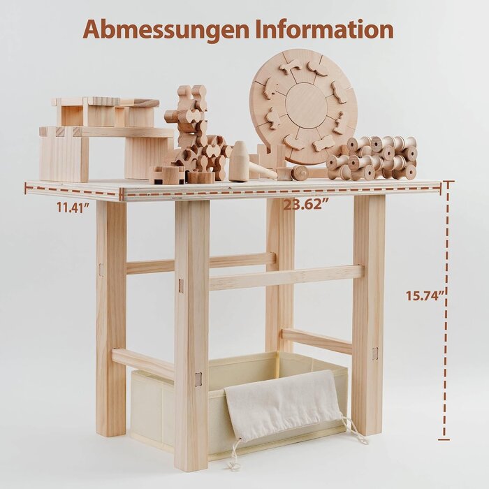 Établi en bois Montessori 83 pièces pour enfants - Jusqu'à 70% de remise