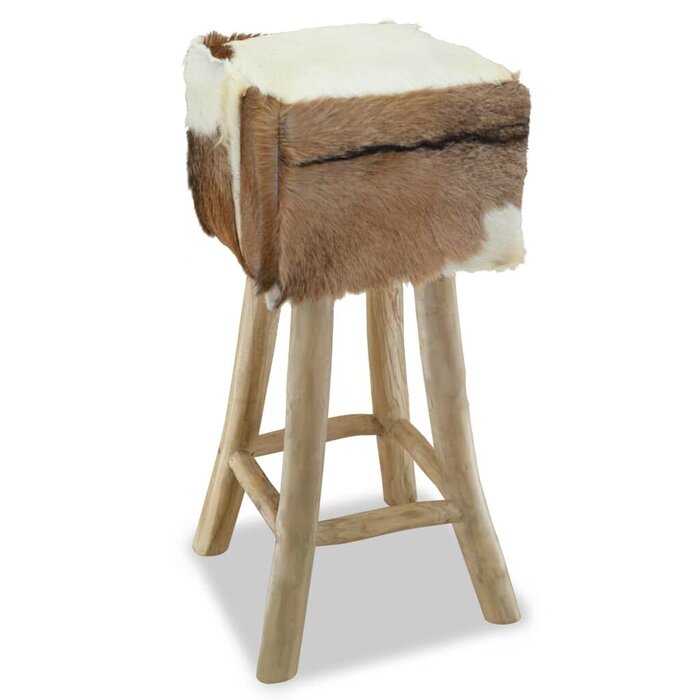 Tabouret de bar en cuir véritable et bois de teck massif - Jusqu'à -51%