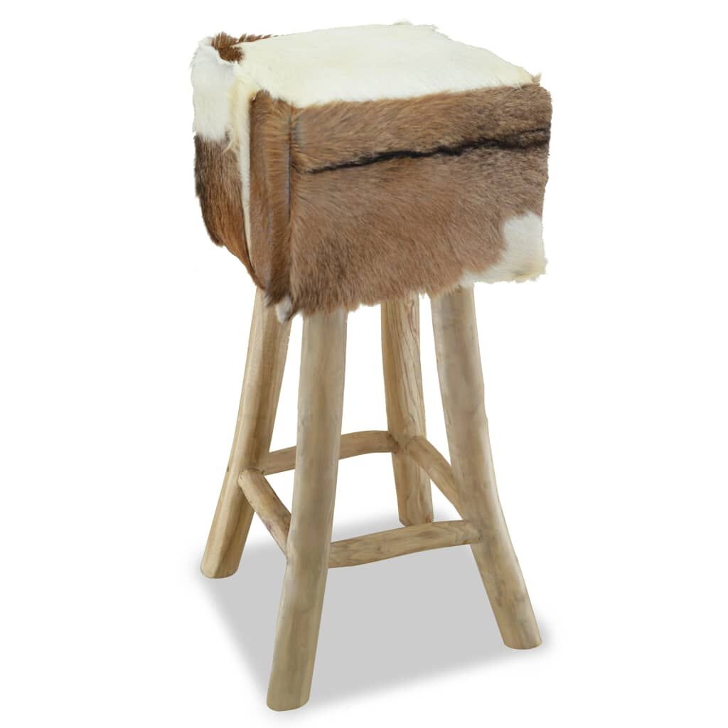 Tabouret de bar en cuir véritable et bois de teck massif - Jusqu'à -51%