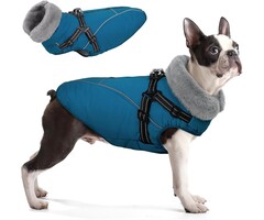 Manteau d'hiver pour chien XL avec harnais, bleu - Jusqu'à 49% de remise