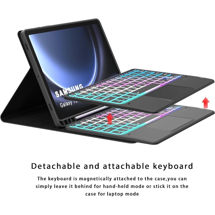 Roofei Étui-clavier pour Samsung Tab S9/S9 FE - QWERTZ - Jusqu'à -60% sur l'Outlet