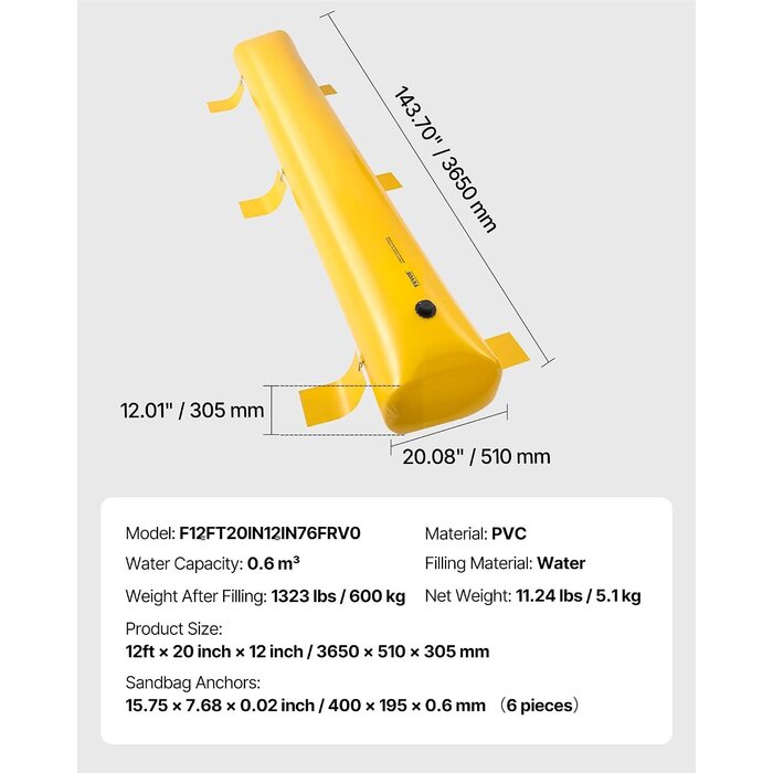 Barrière anti-inondation PVC 3,66 m - Jusqu'à 47% de réduction