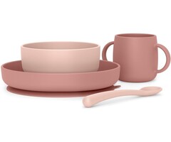 Set de repas bébé en silicone - Rose - Jusqu'à 45% de remise