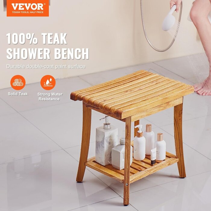 Banc de douche en teck massif - Jusqu'à -48% sur votre espace bien-être