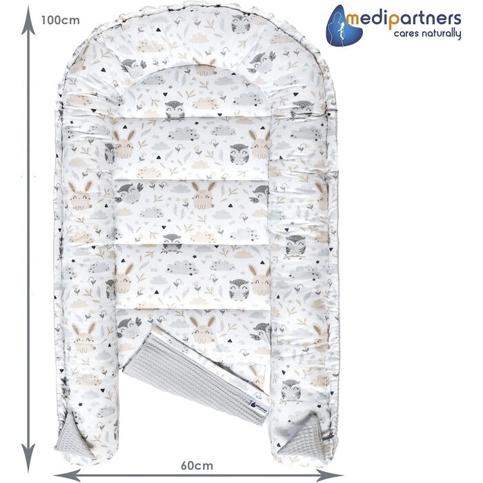 Nid pour bébé coton gaufré animaux gris - Jusqu'à -50% sur l'outlet