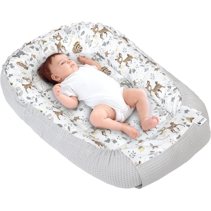 Nid pour bébé coton gaufré animaux gris - Jusqu'à -50% sur l'outlet