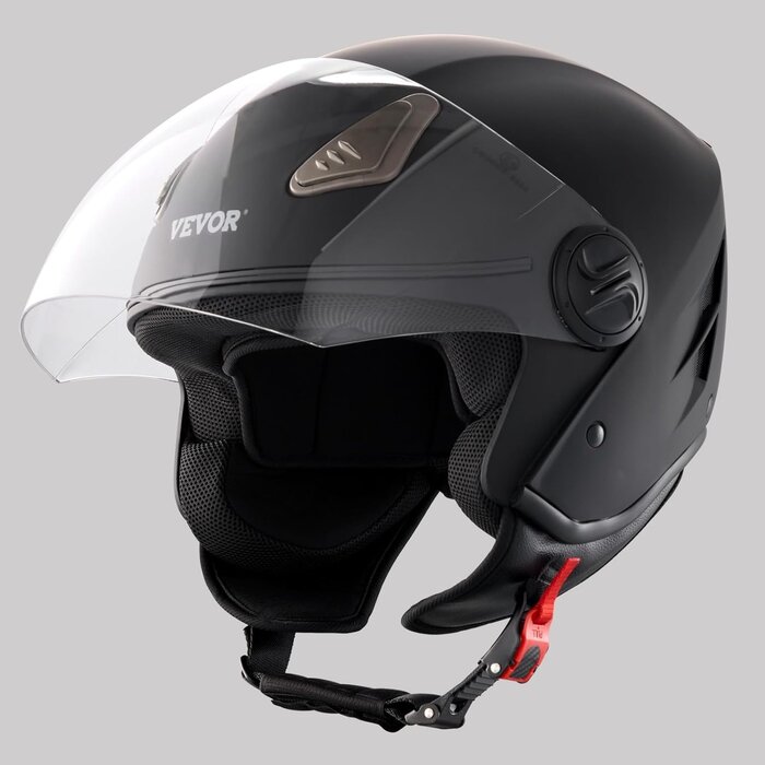 Casque moto jet 3/4 noir - Homologué ECE - Jusqu'à -50% de remise