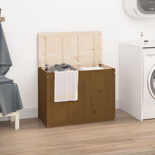 Panier à linge en pin massif - Brun miel - Jusqu'à 51% de réduction
