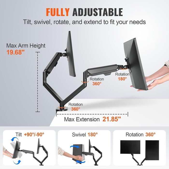 Support Double Bras pour Écrans 13-35" - Jusqu'à 50% de réduction